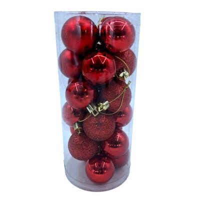 China Christmas Tree Decoration 4cm*24pk Tree Ornaments Red And Green Christmas Plastic Ball Ornaments for sale