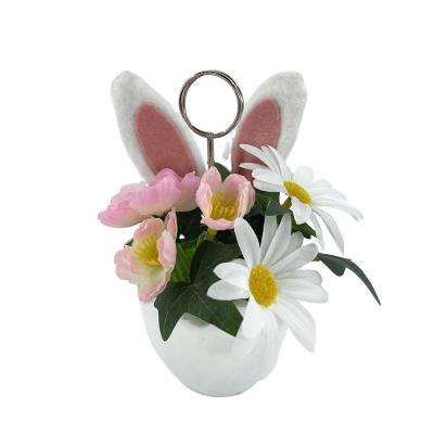 China High Quality Environmentally Friendly Easter Decoration 6inch Cooler Business Card Decoration With Bunny Ears Artificial Flowers for sale