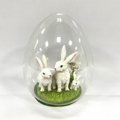 China Holiday Decorations Easter Egg Hunt 10.5cm Glass Easter Egg Resin Happy Rabbit Ornament Easter Decorations for sale