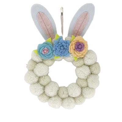 China Home Party Event Suppliers Easter Decoration Pom Pom Bunny Ears Easter Wreath Easter Eggs for sale