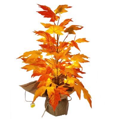 China Eco-friendly Thanksgiving Decoration 61cm Maple Leaves Artificial Tree Plant With Led Lights Harvest Autumn Thanksgiving Decoration for sale