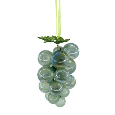 China Glass Wholesales Customized 16cm Colorful Clear Glass Grape Ties Ornament Harvest Fruit Thanksgiving Party Decoration for sale