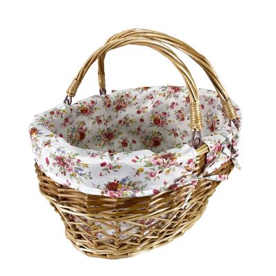 China Handmade Woven Home Picnic Stocked Storage Wicker Basket 2 Sets Storage Willow Basket for sale