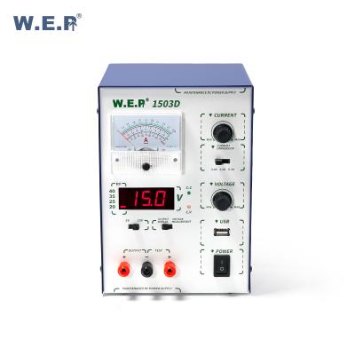 China WEP1503D 15V 3A DC Power Supply Regulated DC Power Supply with 5V USB 72*22.5*49.5cm for sale