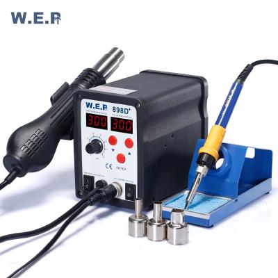 China Machine repair shops WEP 898D+ 2 in 1 ESD mobile phone repair soldering machine hot air soldering rework soldering station for sale