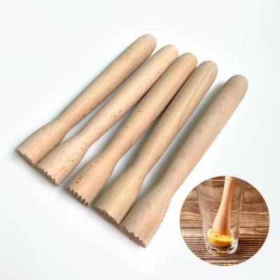 China Skillful Design Wooden Cocktail Mojito Stirrer Beech Wood Crushed Popsicle for sale