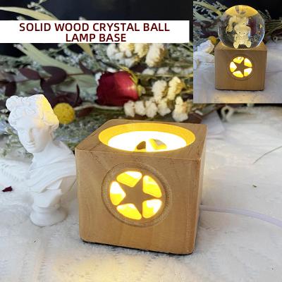 China Modern Beech LED Crystal Ball Holder Star Night Light Craft Gift Stand USB Port for sale