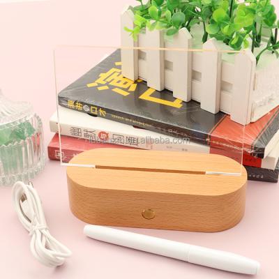 China Contemporary Small Wooden Decorative Light Touch Base Dimmer Strip Base Dimmer Acrylic DIY Acrylic Rechargeable White Stepless Light Rechargeable for sale