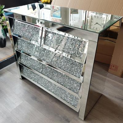 China Morden Hot Sales Decoration Crushed Diamond Furniture Cabinet With Drawer for sale