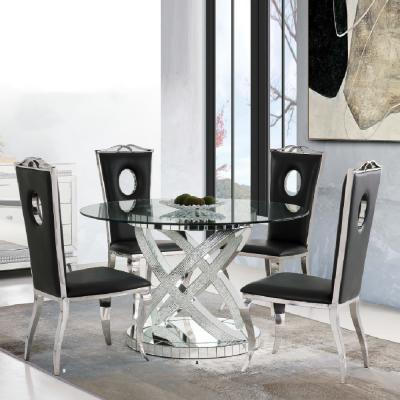 China Home Modern Luxury Glass Table Dining Room Furniture Suitable Mirrored Dining Tables for sale