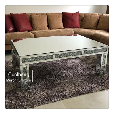 China Hot Selling Rectangle Mirrored Crushed Diamond Tea Table Coffee Table for sale