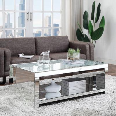 China New Mirrored Furniture Furnture Living Room Sets Diamond Top Silver Mirrored Side Crushed Table Coffee Table for sale