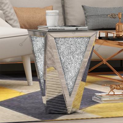 China Mirrored Vanity Diamond End Table Side Table Crushed Mirrored Coolbang Modern for sale