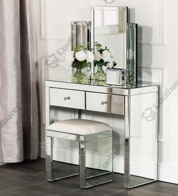 China Furniture Factory Wholesale Mirrored Silver Mirrored Bedroom Dressing Table for sale