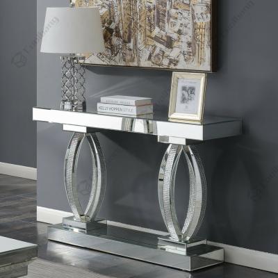 China Mirrored Furniture Living Room Set Silver Mirrored Modern Console Table for sale