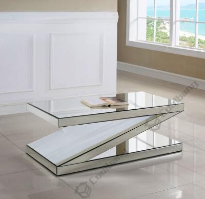 China Modern Style Furniture Living Room Furniture Silver Mirrored Glass Mirrored Tea Table Coffee Table for sale