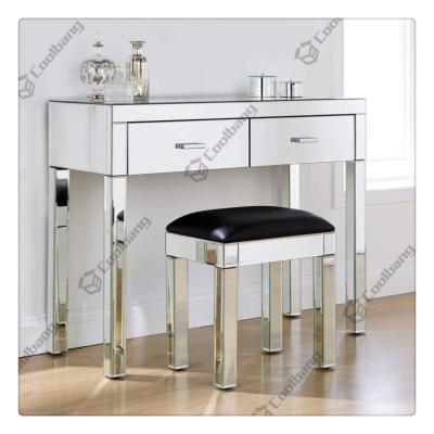 China Hot Selling Mirrored Bedroom Furniture Drawers Mirrored Modern Dressing Table With Stool for sale