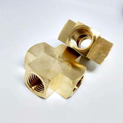 China Pipe Connection 1/4 x 1/4 x 1/4 x 1/4 Inch NPT Female Thread Cross Fitting Pipe Fitting Brass 4 Way Connector Pipe Fittings Barstock for sale