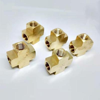 China Pipe Connection 4 Way Pipe Fitting Cross Threaded Pipe Fittings 1/4NPT 3/8NPT 1/8NPT Female Four Way Brass Cross Fitting for sale