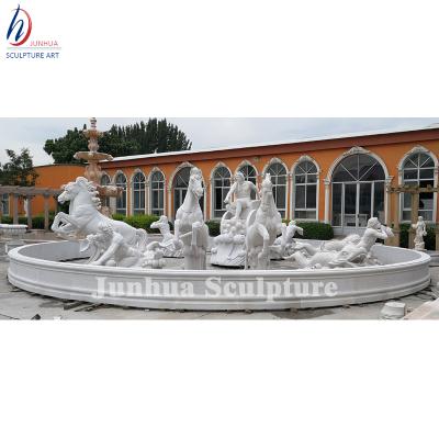 China Tall outdoor fountain of durable and artistic stone with Apollo Chariot Horses for sale