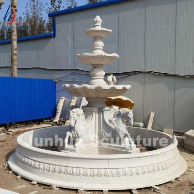 China Garden Modern Running Marble Water Fountain White Horse Outdoor Water Fountain For Sale for sale