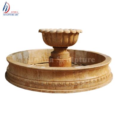 China Durable And Artistic Outdoor Bowl Shape Natural Yellow Cantera Garden Stone Fountain For Sale for sale