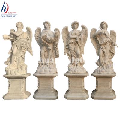 China Four Seasons Large Size Durable And Artistic Marble Cut Angel Garden Statues For Sale for sale