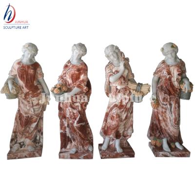 China Westem Custom Italian Colored Marble Statues Set 4 Sculptures In Season for sale