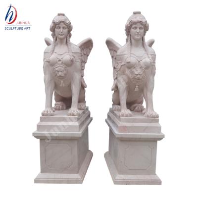 China Modern Marble Stone Sculpture Egyptian Sphinx Sits Outside The Garden for sale