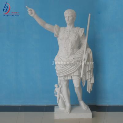 China Durable and Artistic Roman Emperor King Caesar White Marble Statue for sale