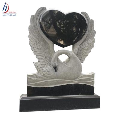 China Modern Natural Granite Swan Heart Headstone Stone Monument for sale