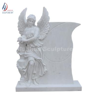 China Modern Hot Selling Angel Headstone Designs White Marble Headstone Engraving Headstone for sale