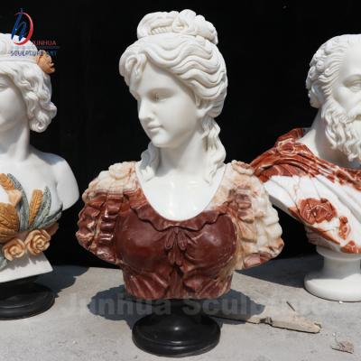 China Modern hand carved natural stone mixed color marble bust for sale for sale