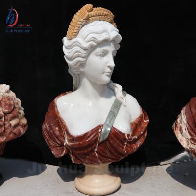 China Modern hand carved natural stone mixed color marble bust for sale for sale