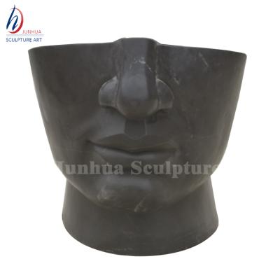 China Large Size Durable And Artistic Chair Shape Black Marble Human Head Sculpture For Outdoor for sale