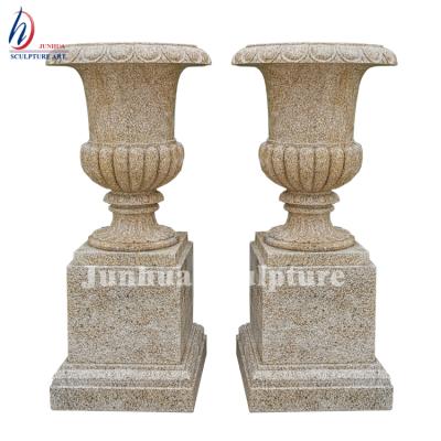 China Cheap durable and artistic granite freestanding marble flower pot for garden decoration for sale