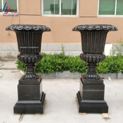 China Durable And Artistic Outdoor Natural Black Marble Greek Venetian Pedestal Urn For Sale for sale