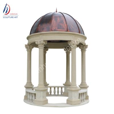 China Modern Stone Round Outdoor Sandstone Gazebo Gazebo Yellow Garden Gazebo for sale