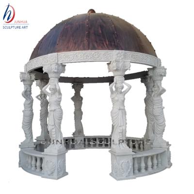 China And Artistic Durable Hand Carved Natural Stone Garden Lady Statues Gazebo For Sale for sale