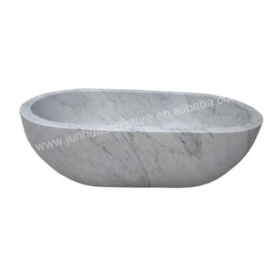 China Durable and Artistic Italy Carrara Freestanding Oval White Marble Bathtub for Sale for sale