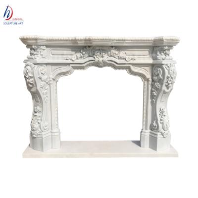 China Durable And Artistic Simple Wall Mounted Marble Fireplace Mantel for sale