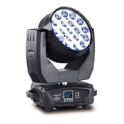 China 19pcs 15W RGBW 4in1 LED Theme Park Zoom Wash Moving Head Light With 8-58degree Beam for sale