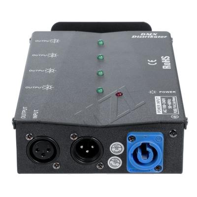 China Theme Park 4 Way Isolated DMX Splitter Amplifier Distributor with 3-Pin Outputs for Moving Head Light Par Light in Concert Wedding Par Light for sale