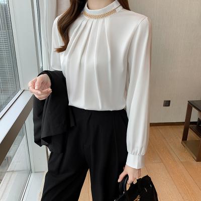 China Wholesale Womens Designer ZN Shirt Solid Color Breathable Fashionable Long Lantern Sleeve Round Neck Relaxed Pullover Fit Shirt For Women for sale