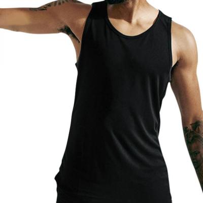 China Breathable ZN Solid Color Sleeveless Spoon Collar Narrow Shoulder Strap Slim Fit Mens Tank Tops for sale