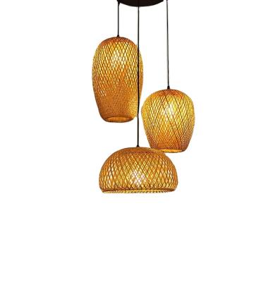 China Retro Style Headlights Modern Decoration Art Rattan Chandelier Indoor Lighting Bamboo Lampshade Led Bamboo Pendant Light Rattan For Home Decor for sale