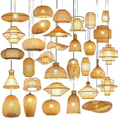 China Easy Installation Decor Handmade Natural Bamboo Home Bar Restaurant Island Hotel Chandelier Shade Rattan Pendant Lighting Lamp Shade for sale