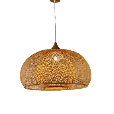 China Modern Round Rattan Bamboo Lampshade Light Fixtures Handmade Home Decor For Christmas for sale