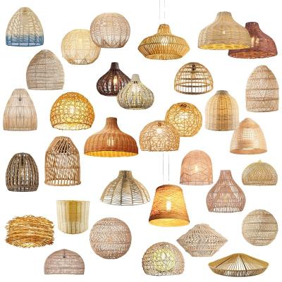 China 100% Handmade Bamboo Ceiling Chandeliers Lamps Dining Rooms Hanging Rattan Pendant Light Lamps Shade Lampshade for sale