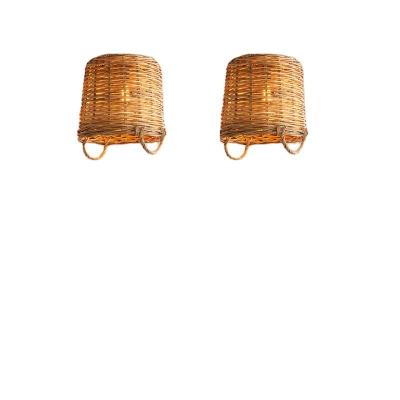 China 100% Handmade Modern 100% Natural Material Living Room Hotel Rattan Chandelier Basket Lamp Pendants for sale